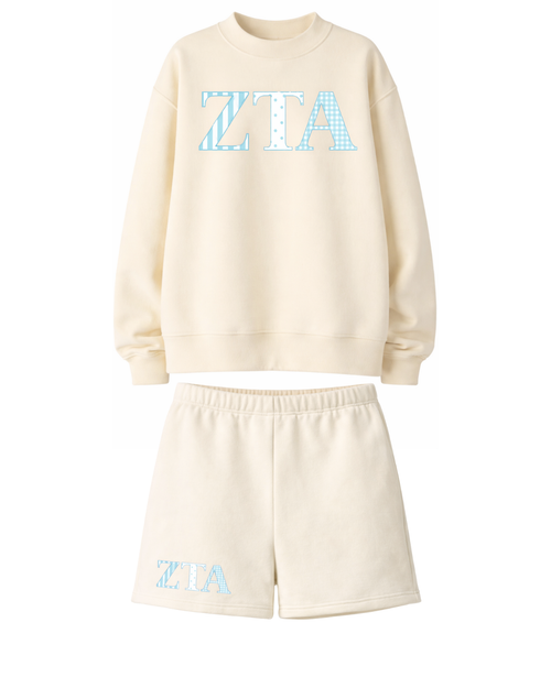 Sorority Greek Letters Pattern Sweatshirt and Sweat Short Set