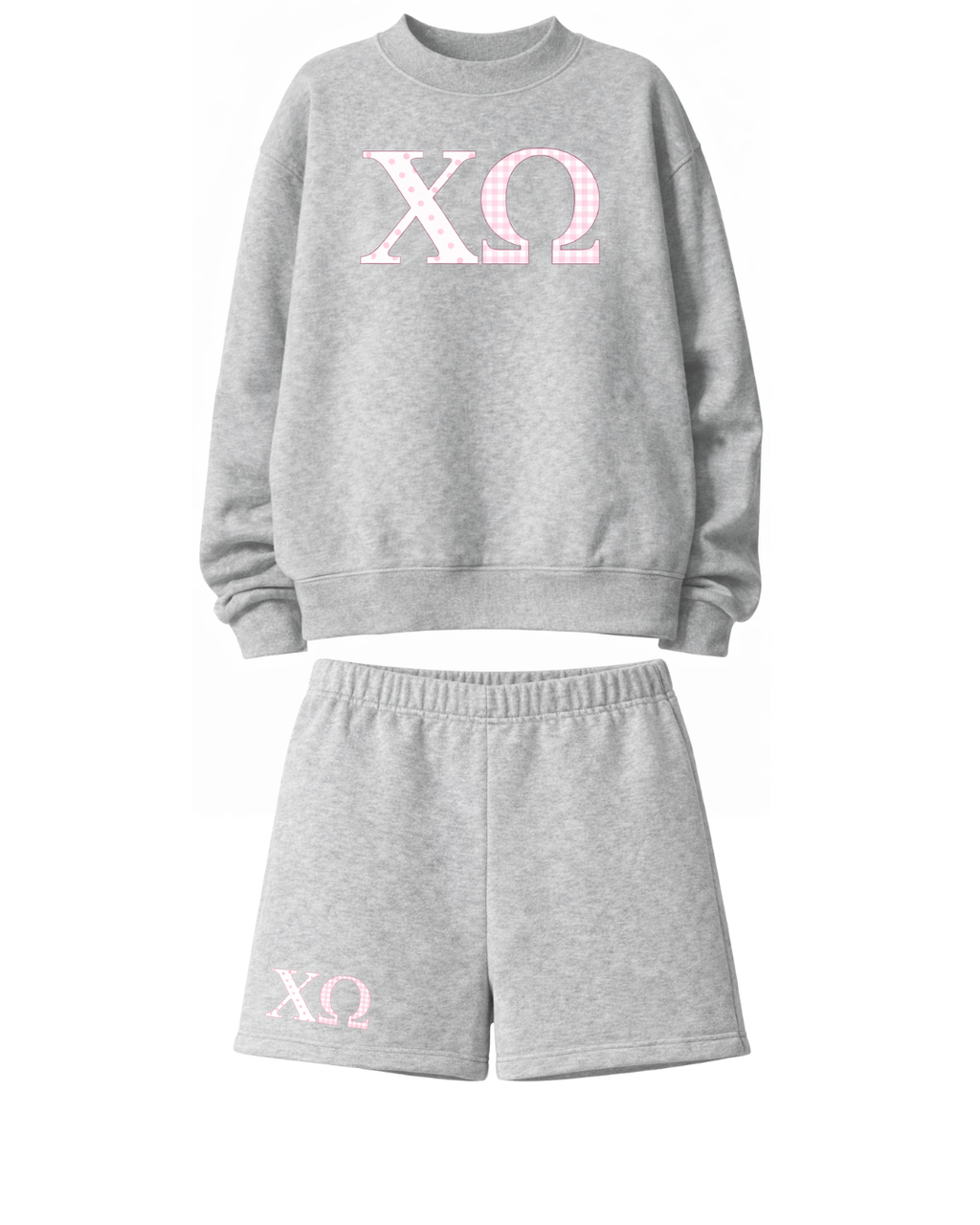 Sorority Greek Letters Pattern Sweatshirt and Sweat Short Set