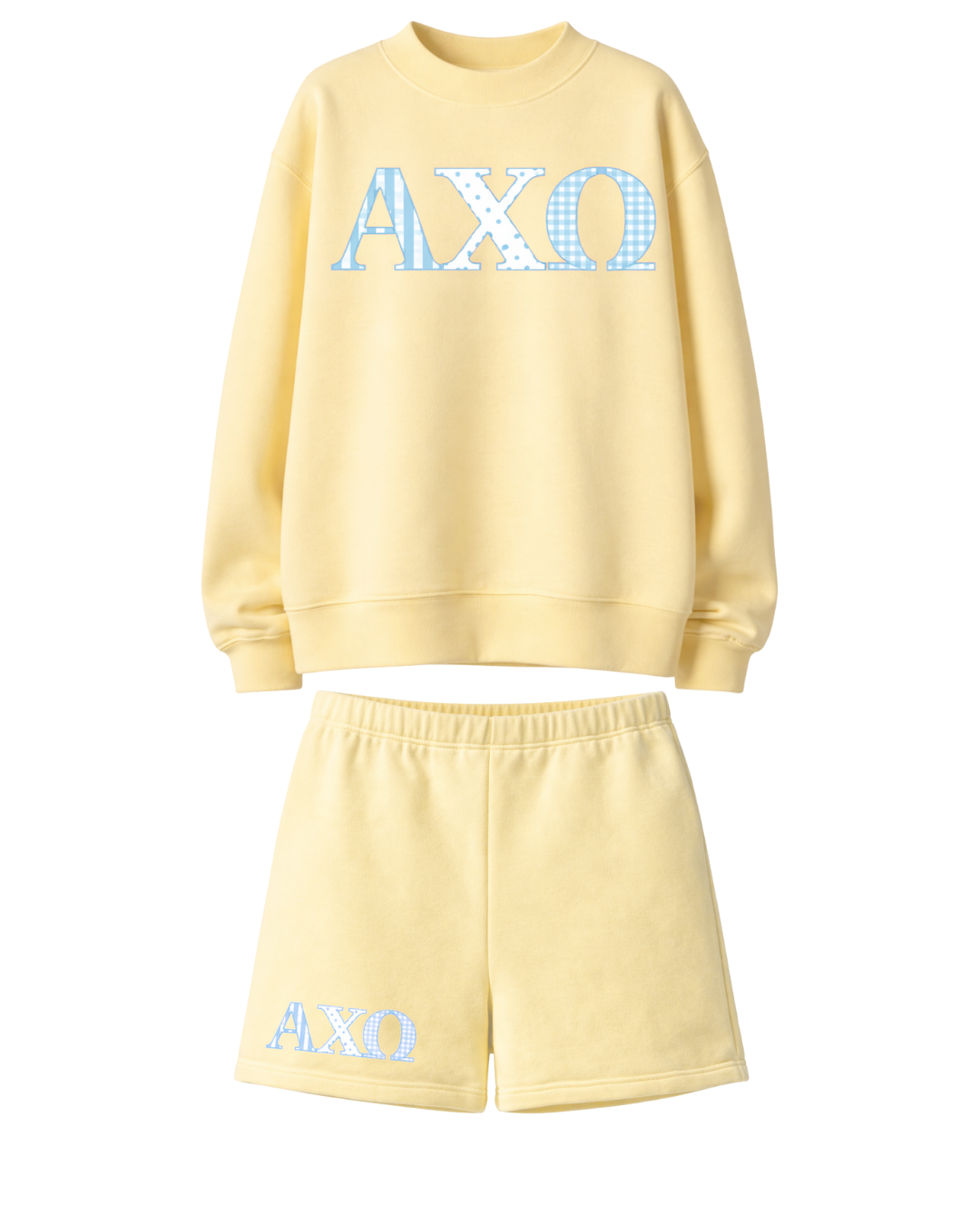 Sorority Greek Letters Pattern Sweatshirt and Sweat Short Set