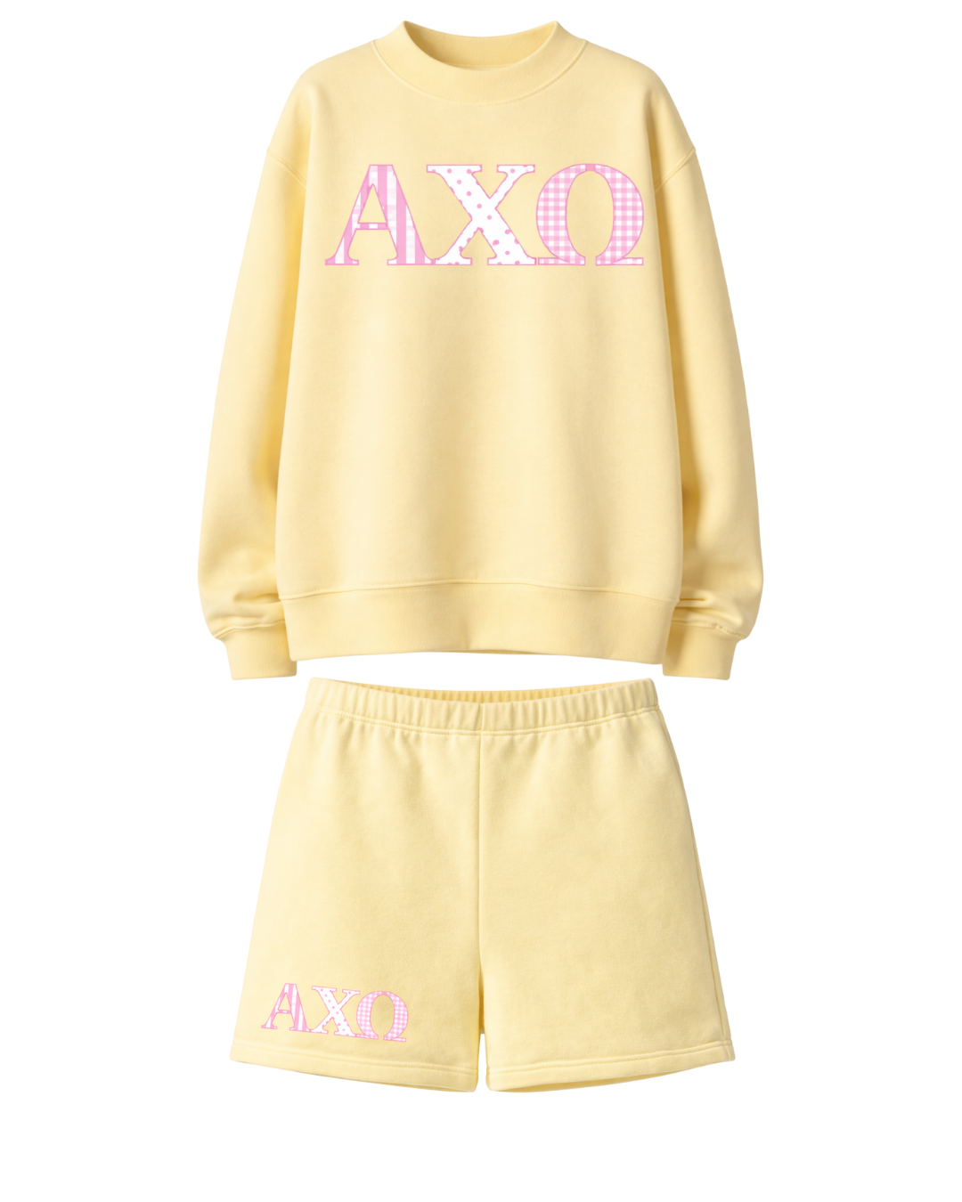 Sorority Greek Letters Pattern Sweatshirt and Sweat Short Set